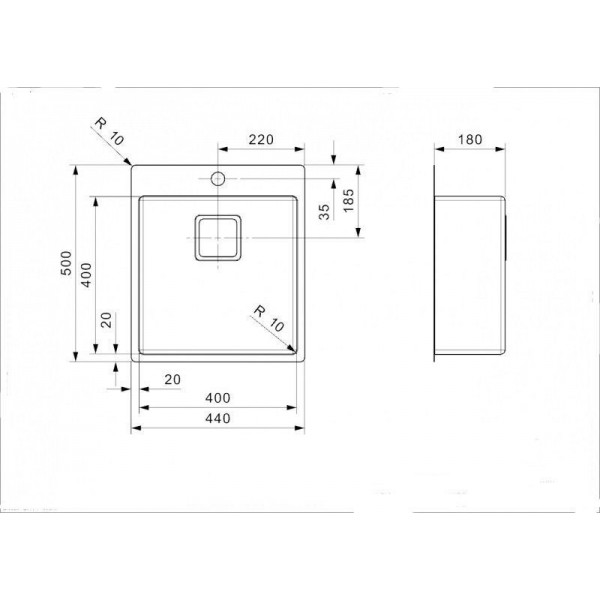 Кухонна мийка Reginox TEXAS 40x40 Tap-Wing