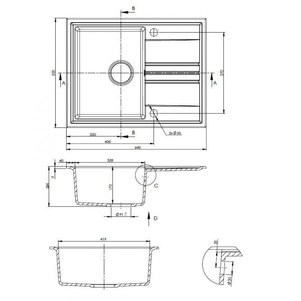 Кухонна мийка Perfelli SILVE PGS 134-64 WHITE