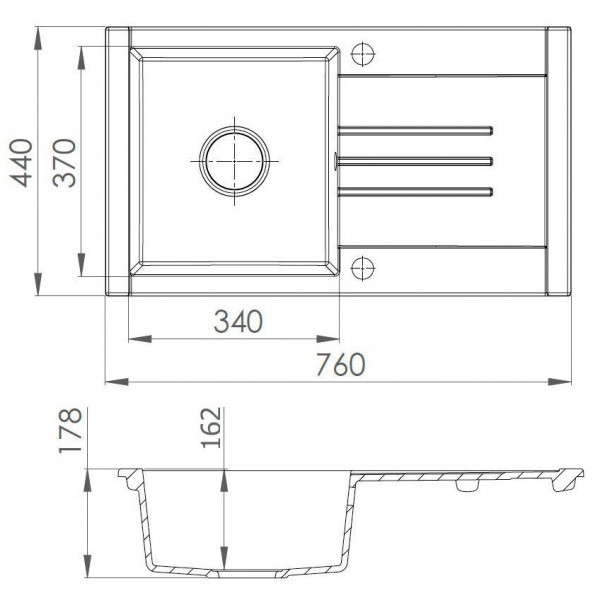 Кухонна мийка Perfelli TINETTO PGT 114-76 WHITE