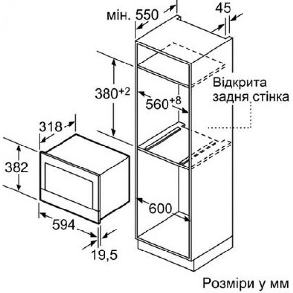 Вбудована мікрохвильова піч BOSCH BFL 634GW1