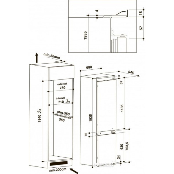 Вбудований холодильник WHIRLPOOL SP40801EU