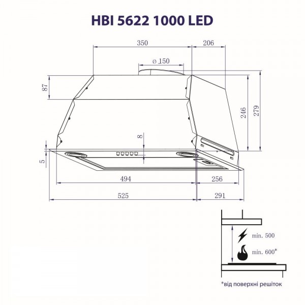 Витяжка Minola HBI 5622 WH 1000 LED