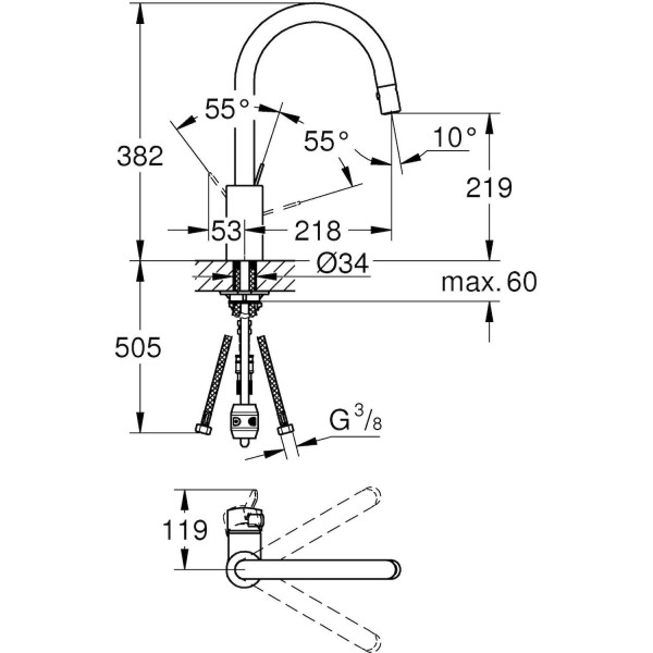Змішувач для раковини GROHE Eurosmart 31481000