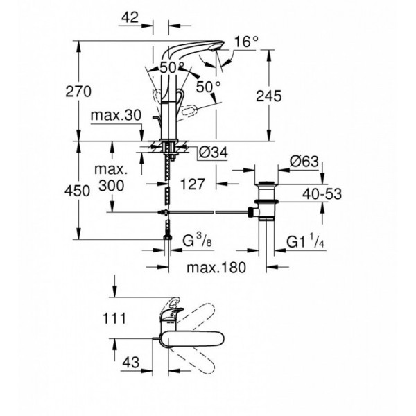 Змішувач для раковини GROHE L-Size 23569003