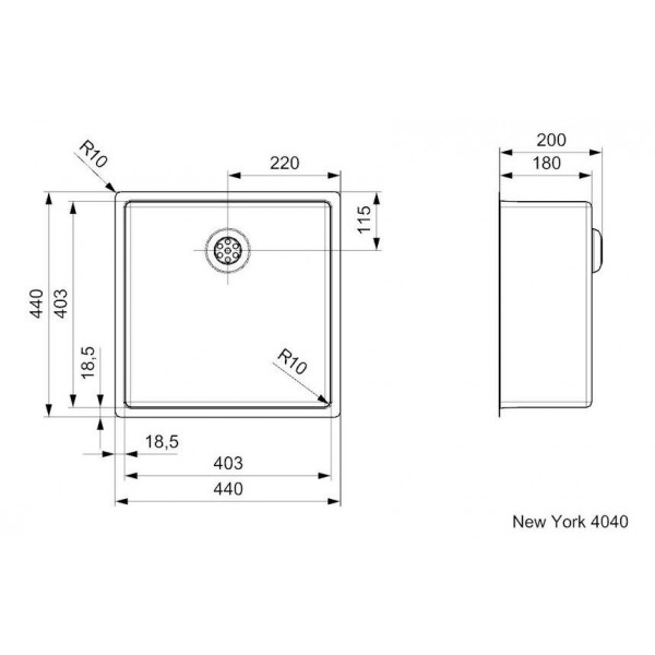 Кухонна мийка Reginox NEW YORK 40х40 ST