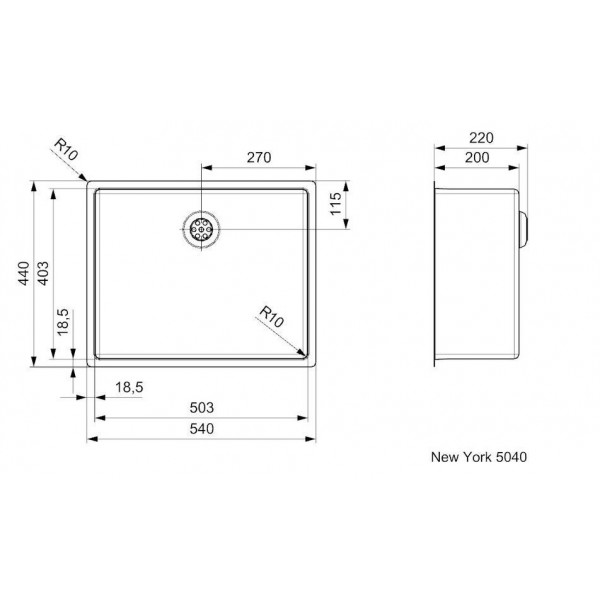 Кухонна мийка Reginox NEW YORK 50х40