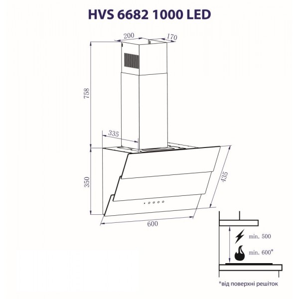 Витяжка Minola HVS 6682 BL 1000 LED