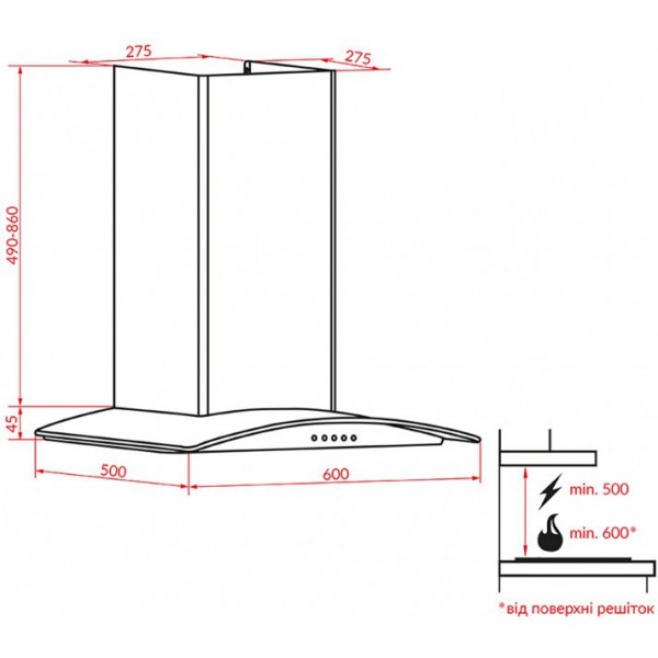 Витяжка WEILOR PGS 6230 SS 1000 LED