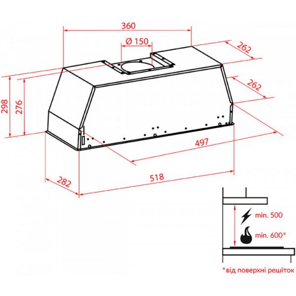 Витяжка WEILOR PPE 5230 SS 1000 LED