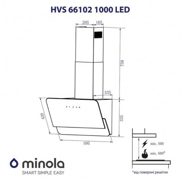 Витяжка Minola HVS 66102 BL 1000 LED