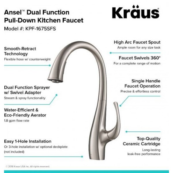 Кухонний змішувач Kraus KPF-1675SFS