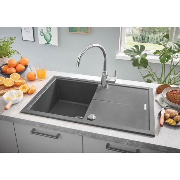 Гранітна мийка Grohe 780х500 Granite Black