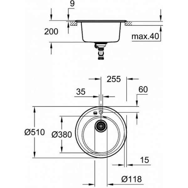 Гранітна мийка Grohe 510 Granite Grey 31656AT0
