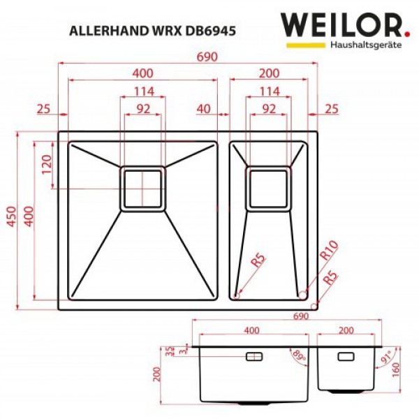 Кухонна мийка WEILOR ALLERHAND WRX DB6945