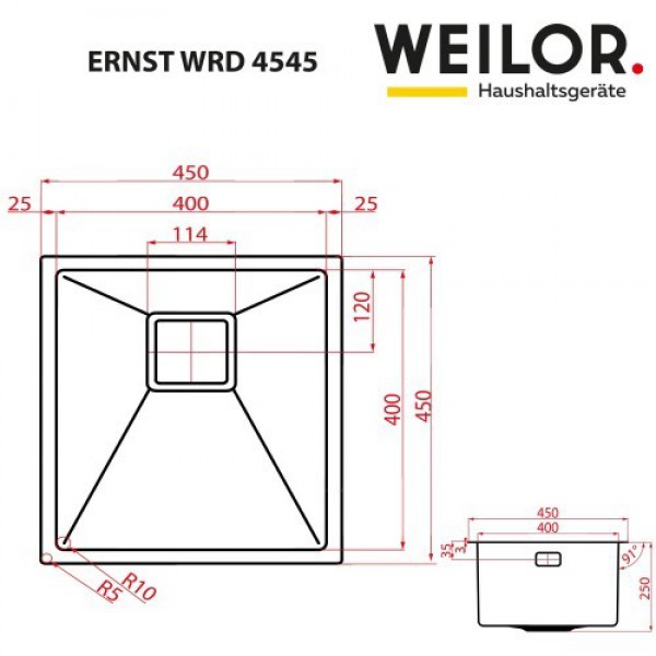 Кухонна мийка WEILOR ERNST WRD 4545