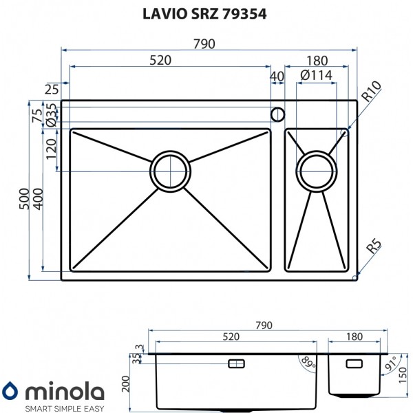 Кухонна мийка Minola LAVIO SRZ 79354