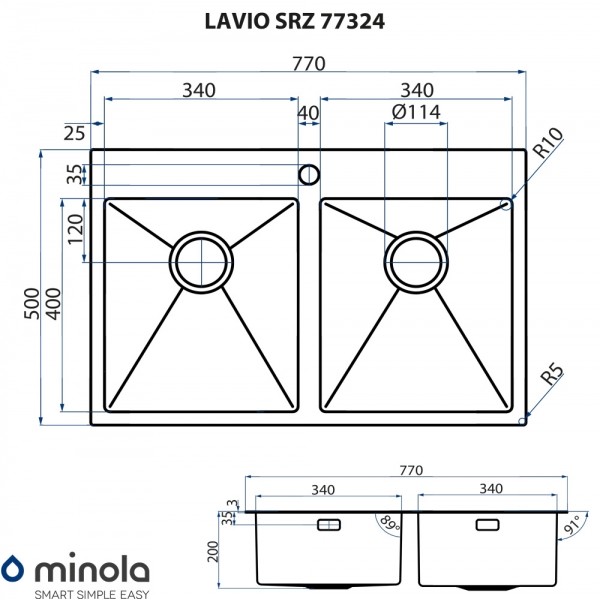 Кухонна мийка Minola LAVIO SRZ 77324