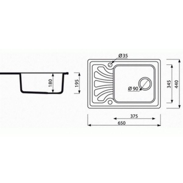Гранітна мийка Marmorin Dato 650х440 gray 03