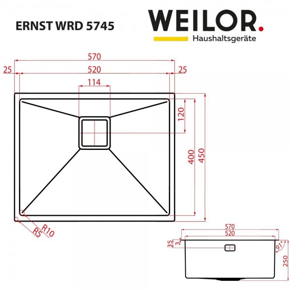 Кухонна мийка WEILOR ERNST WRD 5745