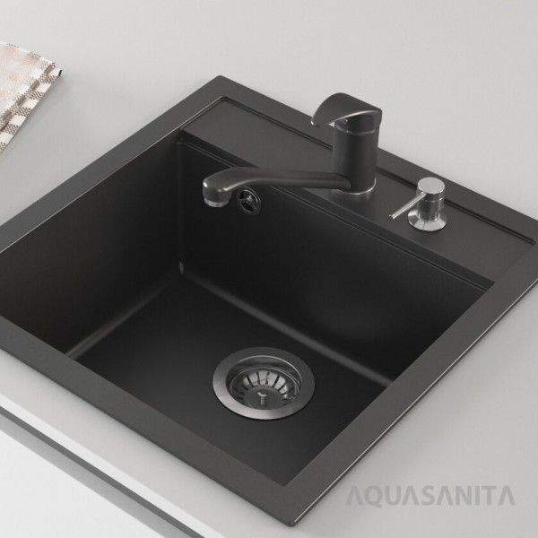Гранітна мийка AQUASanita Tesa SQT100 світло сірий