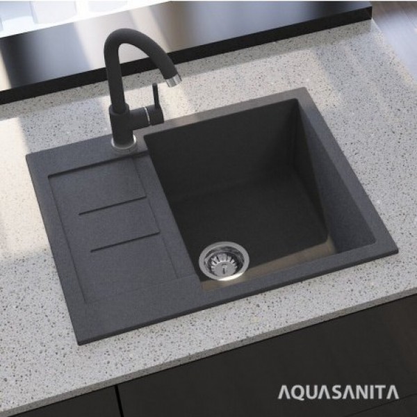 Гранітна мийка AQUASanita TESA SQT102 світло сірий