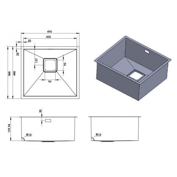 Кухонна мийка Fabiano Quadro 49 Nano Graphite