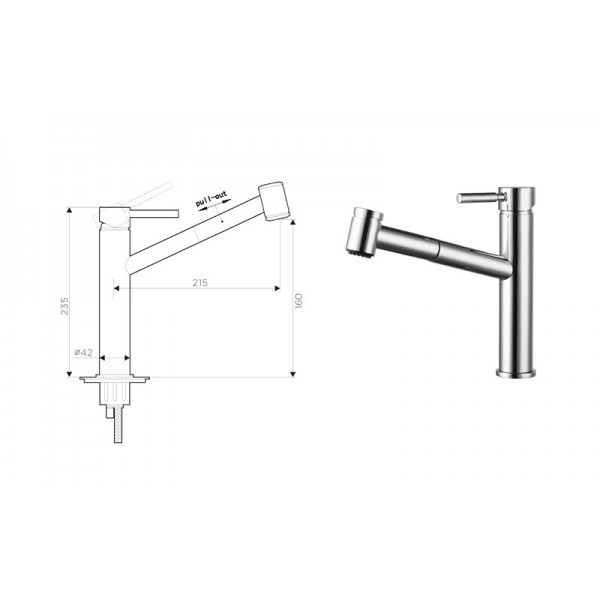 Кухонний змішувач Fabiano FKM 66P Inox