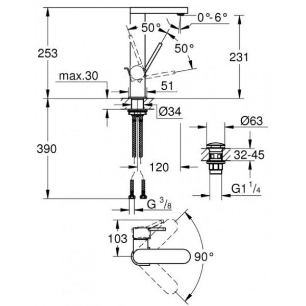Змішувач для раковини GROHE М-Size 23872003
