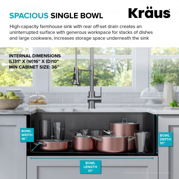 Кухонна мийка Kraus KWF410-33PGM