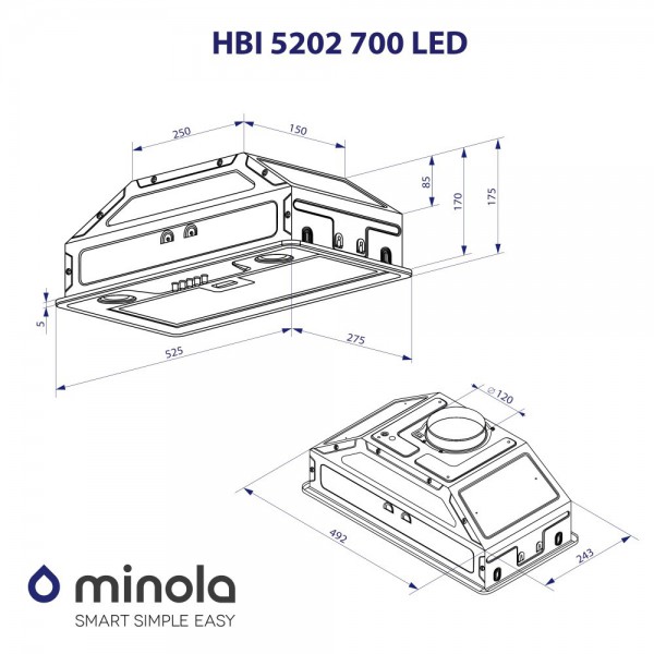 Витяжка Minola HBI 5202 WH 700 LED