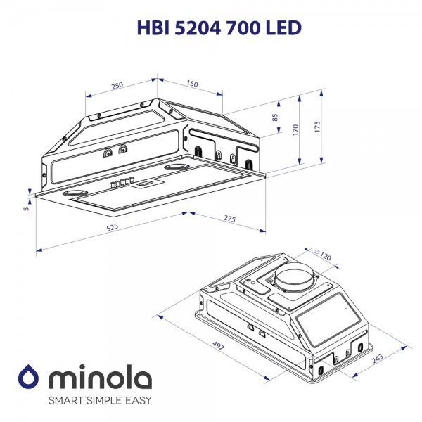 Витяжка Minola HBI 5204 I 700 LED