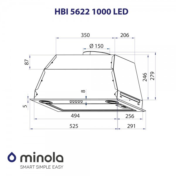 Витяжка Minola HBI 5622 BLF 1000 LED