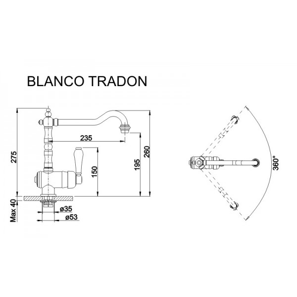 Змішувач кухонний Blanco TRADON хром